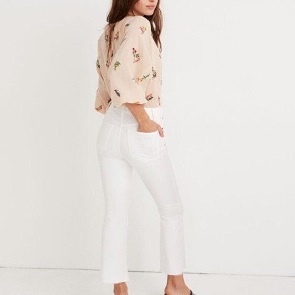 Madewell Cali Demi-Boot Jean Pure White Raw-Hem Distressed Stretch Denim 26 - Picture 3 of 15